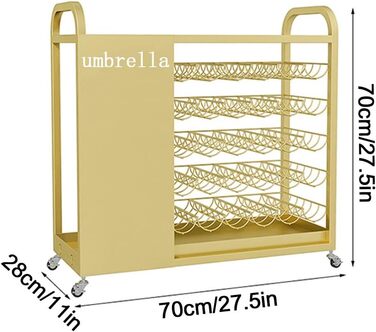 Прямокутна металева підставка для парасольок GeRRiT для входу в офіс, внутрішня підставка для парасольок, багатоцільова підставка для парасольок для зберігання, з колесами та знімною білою