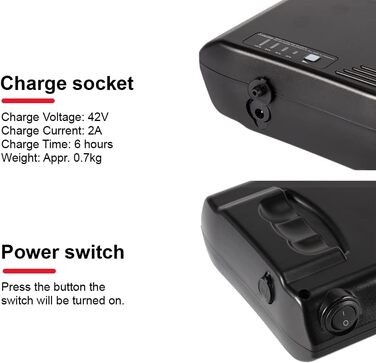 Акумулятор SEASON для електровелосипеда Pedelec 36V 10.4Ah / 14Ah Замінний акумулятор Літій-іонний акумулятор для електровелосипедів Pedelec від Ansmann Aldi MIFA (без корпусу акумулятора) 36V10.4Ah - БЕЗ зарядного пристрою