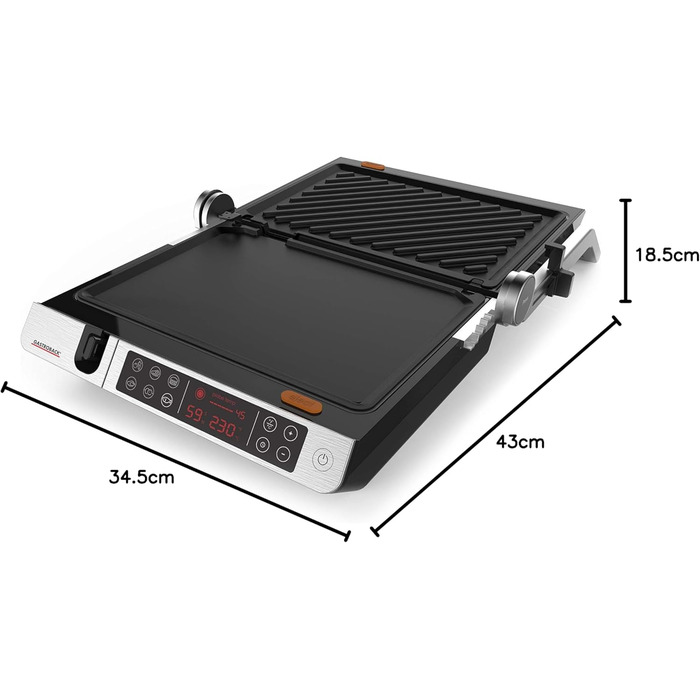 Барбекю Advanced Control - Настільний гриль XXL зі знімною пластиною - електричний 2,000 Вт, 816 см Зона контакту - з антипригарним покриттям, можна мити в посудомийній машині