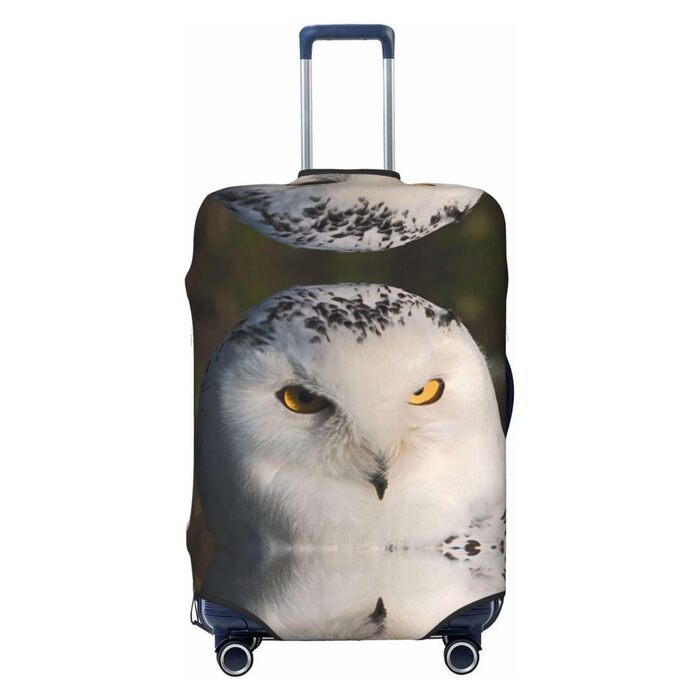 Чохол для валізи Засніжені совині очі з еластичною тканиною, захисний від подряпин та пилу, чорний, розмір 85