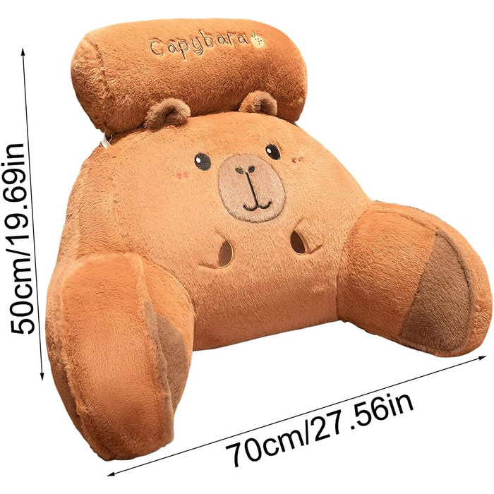 Звичайна подушка для читання Capybara - Плюшева подушка для читання Capybara Плюшева подушка для спини у формі тварин Подушка для підтримки спинки М&39яка подушка для позиціонування ліжка для сну, роботи, навчання 70*50 см