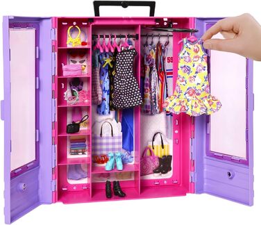 Барбі Ультимативна Гардеробна, для організації одягу та аксесуарів Барбі, включаючи вішалки, іграшка для дітей віком від 3 років, HJL65 Ультимативна Модна Гардеробна