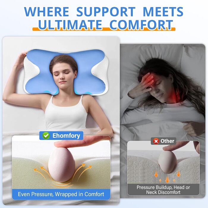 Подушка для підтримки шиї, подушка для голови, подушка для шиї, подушка з піни з ефектом пам&39яті, ергономічна подушка для сну на боці, на спині та на животі