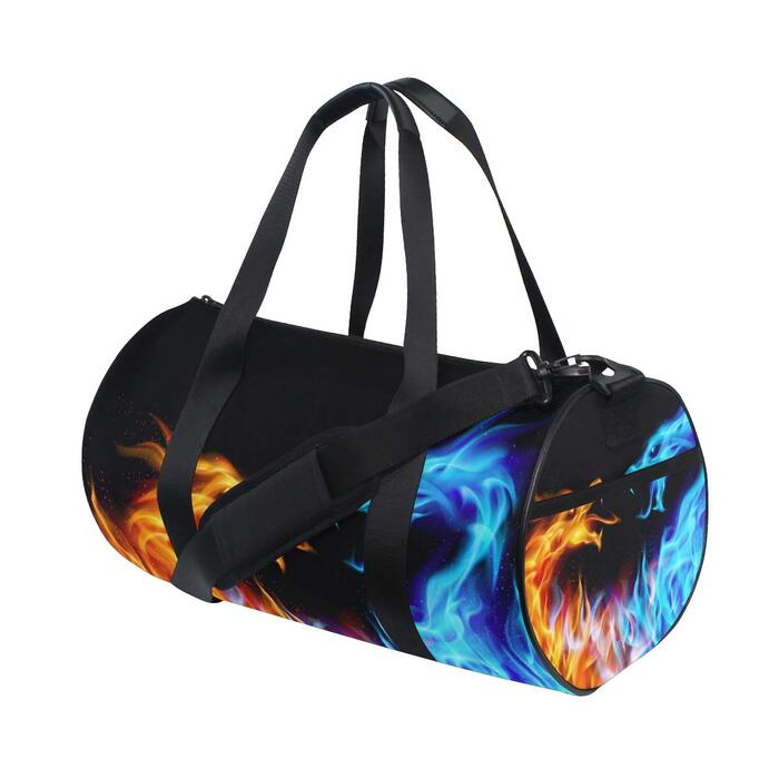 Спортивна сумка-дафл Полум'яний дракон синього кольору, велика дорожня сумка для чоловіків та жінок, ідеальна для тренувань та подорожей