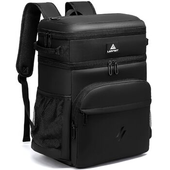 Рюкзак-холодильник Laripwit, 54 банки, термосумка-холодильник, великий ізольований двоярусний рюкзак з охолоджувальним відділенням для чоловіків та жінок - ідеально підходить для пікніків, подорожей, кемпінгу, тактичного використання та пляжів, 33 л - чор