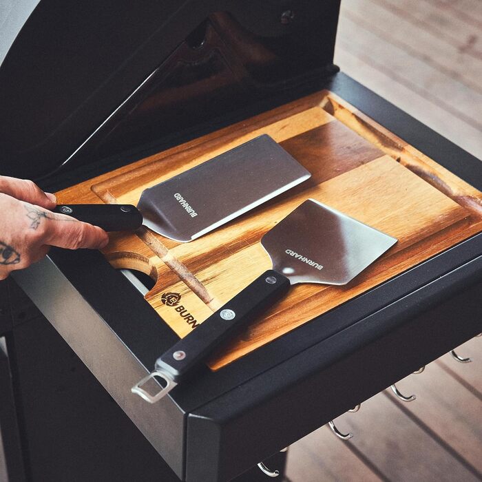 Лопатка для гриля та скребок для гриля BURNHARD, набір 2 шт. з перевертачем бургерів, інструментами для гриля з нержавіючої сталі,