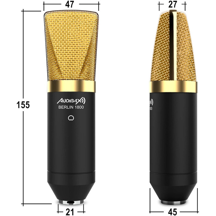 Студійний набір мікрофонів Audibax Berlin 1800 Gold Pro Pack мікрофон, стійка, поп-фільтр та кабелі