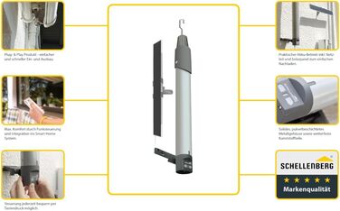 Преміальний радіокерований двигун для маркіз з акумулятором, 10 Н, макс. площа 12 м, легко дообладнається сонячною панеллю, вкл. блок живлення та настінне кріплення (одинарний), 20264