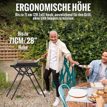 Складаний стіл для гриля GARLLEN, 60x40 см та 3 регульовані висоти (25/48/71 см), X-подібна конструкція опори стабільний, легкий та портативний кемпінговий стіл, складаний стіл, садовий стіл, стіл для пікніка, невеликий стіл для гриля
