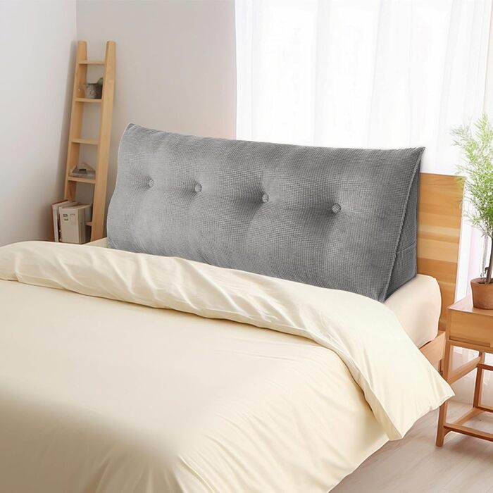 Подушка-клин OHMG 120/140/160/180/200 см, трикутна, для узголів&39я ліжка, подушки для читання, подушки для підтримки попереку, подушки для підтримки талії, м&39яка, для дивана, кушетки (сіра, 140 * 50 * 20 см) сіра 140*50*20 см