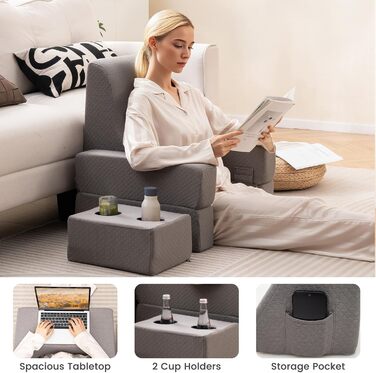 Подушка для читання LIFEZEAL для ліжка та дивана, подушка для книги з підставкою, подушка для спини та сумка для зберігання, письмовий стіл з підлокітниками, ігрова подушка для читання, роботи та гри