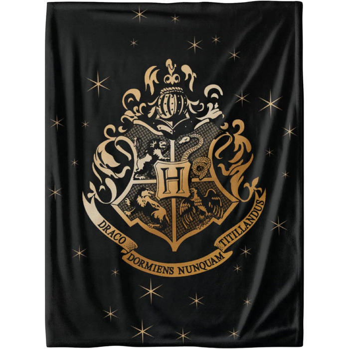 Плед з Гаррі Поттером 150x200 см Плед з коралового флісу з гербом Хоґвортсу, м&39який, для дітей та дорослих Подарунковий плед, чорний