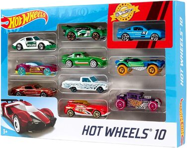 Подарунковий набір литих машинок Hot Wheels 164, по 10 іграшкових машинок, випадковий вибір, іграшкові машинки від 3 років, упаковка з 10 шт. , різнокольорові, 54886 Die-Cast Car Gift Set Random