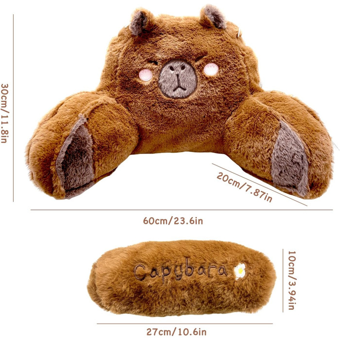 Подушка Capibara Плюшева подушка Capybara, мультяшна спинка, спинка дивана або підлоги, подушка для читання для автомобільних сидінь, офісного крісла, інвалідного візка (60 * 40 см)