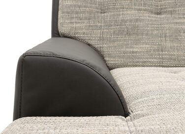 Колекція кутовий диван Treviso, L-подібний диван зі штучної шкіри та тканої тканини, кутовий диван, диван, м&39який кутовий модуль, 267 x 178 x 83 см (Ш x Г x В), сірий/чорний, шезлонг з лівим бортом, чорно-сірий