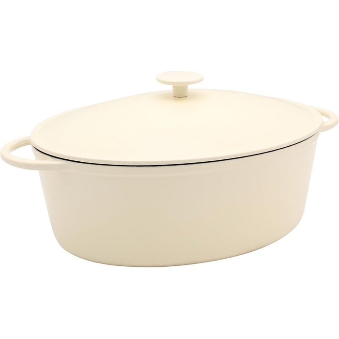 Чавунна сковорода Karl Krger овальна Savanna, кремовий/чорний, 34 см