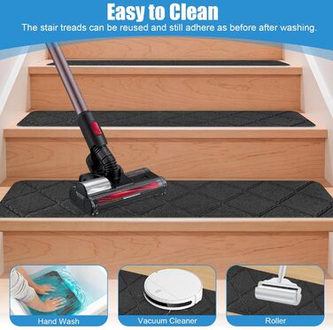 Килимки для сходів, 15 шт. , самоклеючі килимки для сходів для приміщень, 76 x 20 см, протиковзкий килимок для сходів, самоклеючий для дерев&39яних сходинок, безпечний килимок для сходів для дітей, людей похилого віку, домашніх тварин, темно-сірий B-темно