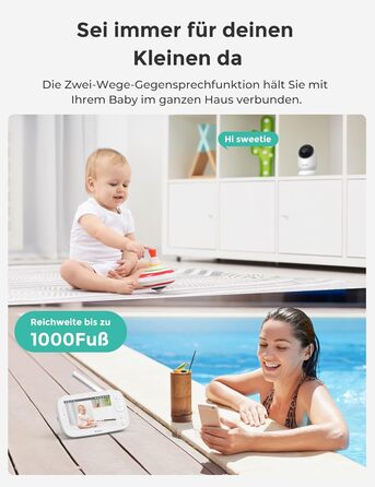 Радіоняня Dr.Care NovaView з камерою - 5-дюймовий дисплей 1080P, наднизьке випромінювання, акумулятор 5000 мАг, нічне бачення, VOX