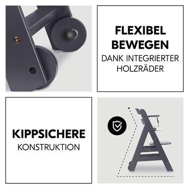 Дитячий стільчик для годування hauck Beta, дерев'яний дитячий стільчик, який росте разом з дитиною (сертифікований FSC), дитячий с