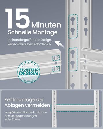 Надміцний стелаж, комплект з 2 шт., полиці для підвалу, 40 x 90 x 180 см, вантажопідйомність до 875 кг, легке складання, полиці для зберігання, регульовані полиці, сріблястий GLR455E01 Комплект з 2 шт. (180 x 90 x 40 см)