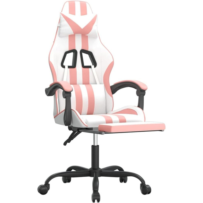 Ігрове крісло Owox, біле/рожеве, штучна шкіра, 57,5 x 59,5 x 121-131 см, регульована висота, функція нахилу, ергономічне 57,5 x 59,5 x (121-131) см (Ш x Г x В), рожеве