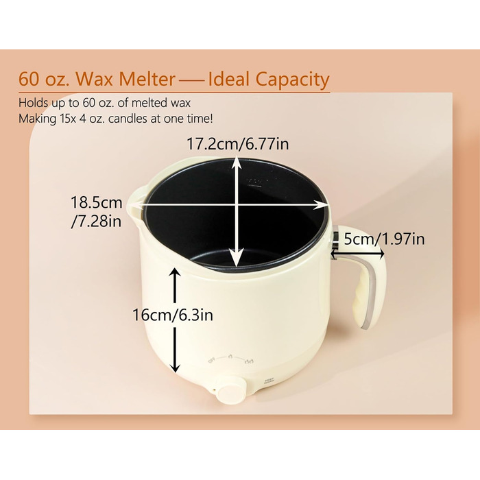 Воскотопка для виготовлення свічок, електрична воскотопка 1,8 л із наливкою, набір для виготовлення свічок для дорослих ґноти, наклейки для ґнотів, центруючий пристрій, ложка для перемішування штекер ЄС