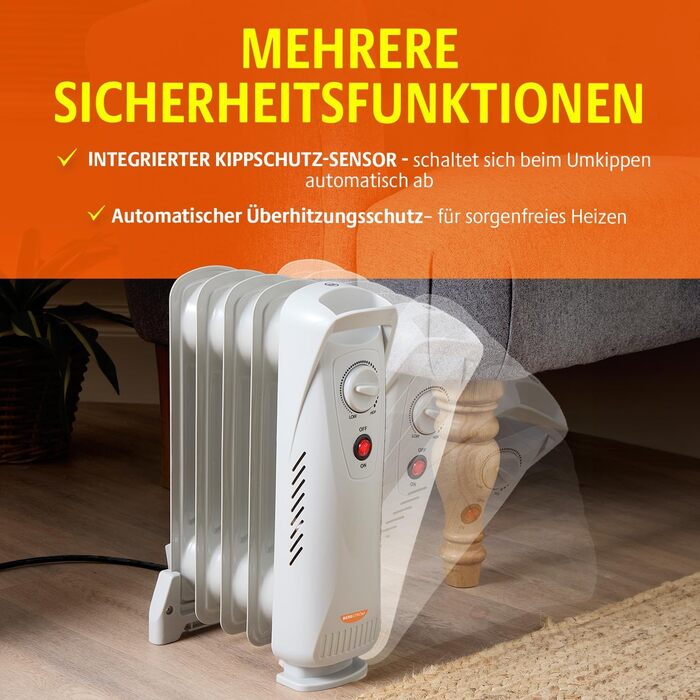 Х PAGEN Міні-електричний радіатор з регулятором температури потужність нагріву 500 Вт портативний масляний радіатор для рівномірного нагрівання компактний та потужний електричний обігрівач із захистом від перекидання та перегріву, 3-