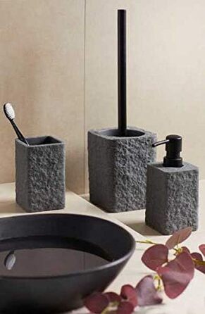 Дозатор для мила WENKO Villata, багаторазовий дозатор для рідкого мила та лосьйону під натуральний камінь, виготовлений з високояк