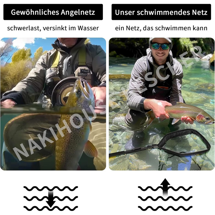 Рибальська сітка, плавуча рибальська сітка, складна рибальська сітка, телескопічний підсак для легкого вилову та випуску риби, рибальська сітка для дітей та дорослих, 100 см