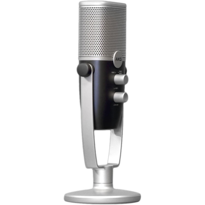 Професійний USB-C конденсаторний мікрофон AKG Pro Audio Ara два режими захоплення звуку для подкастингу, влогінгу, геймінгу та стрімінгу, синій та сріблястий
