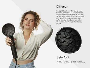 В 1 фен, фен, щітка для гарячого повітря, щітка для фена, кругла щітка для фена, плойка, самоочищення, двигун BLDC потужністю 1400