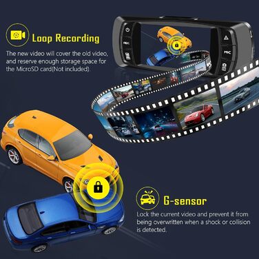 Відеореєстратор автомобільний передній задній, 2.7 екран 1080P FHD автомобільний відеореєстратор відеореєстратор передня камера 17