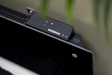 Розумний настінний конвекторний обігрівач з WiFi - 400 Вт, чорний Настінний електричний обігрівач Електричний радіатор - 340 мм Керування за допомогою смартфона РК-дисплей Електричне опалення KWT IP24C 400 Вт, чорний