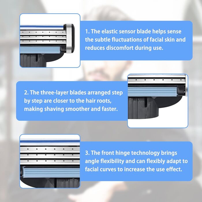Леза для гоління Mach 3, 24 шт., леза для гоління, бритва для чоловіків, чоловіча бритва, заправки для лез Mach 3, заправки, леза для гоління, чоловічі леза, які підходять для Mach3