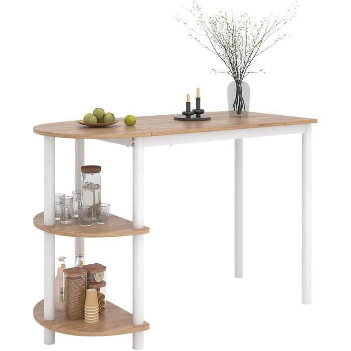 Кухонний стіл Vicco Freetown, дуб Goldkraft/білий, 110 x 50 см з відкритими полицями