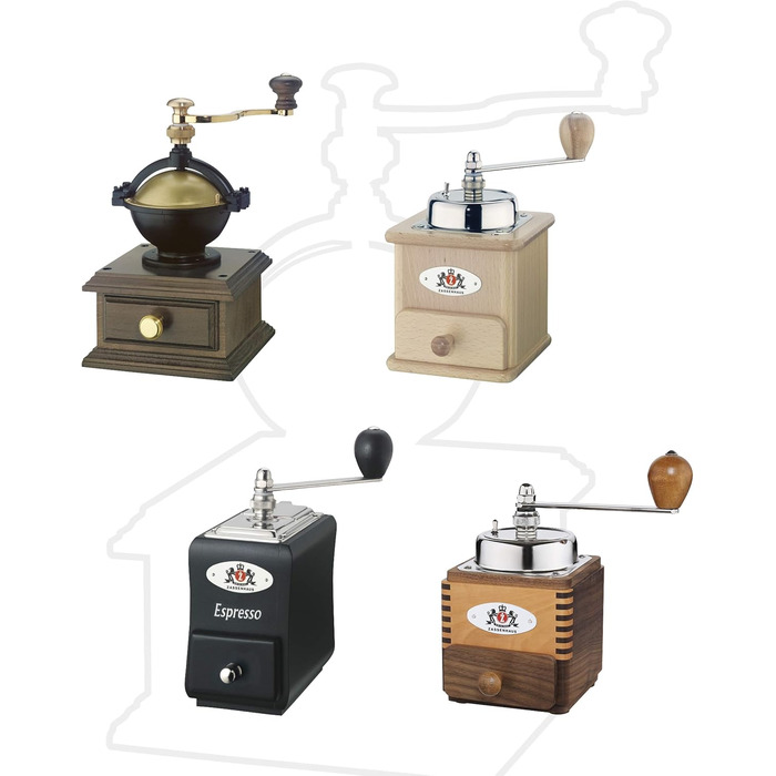 Кавомолка Zassenhaus Montevideo Ручна кавомолка з кавомолкою з міцної спеціальної сталі Регульований крупний/дрібний помел Корпус