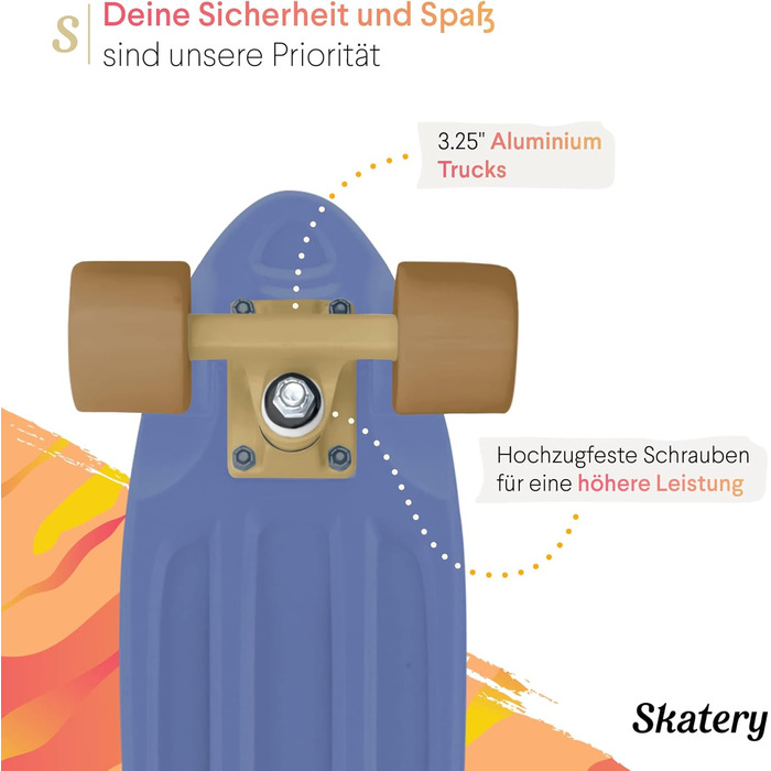 Прикольний професійний скейтборд для дітей, хлопчиків, дівчаток, підлітків та дорослих Fun Pro 22" Mini Cruiser Skateboard – Blue Gold