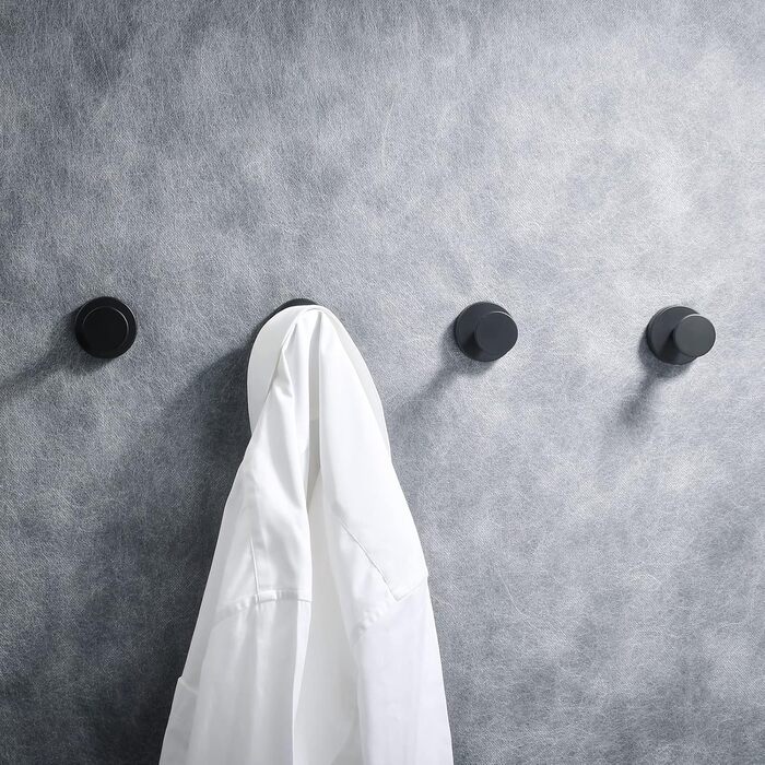 Настінні гачки для ванної кімнати, гачки для одягу, гачки для рушників, настінні, 4 шт., чорні аксесуари, надміцні, вішалка для капелюхів, вішалка для одягу, чорний, 9777B-4