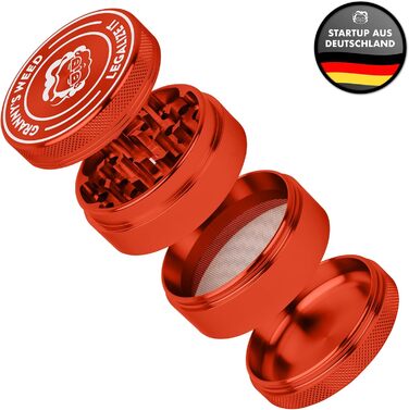 Алюмінієва шліфувальна машина преміум-класу Granny Гостра, як бритва, шліфувальна машина 4 частини в т.ч. штовхач пилку Подрібнювач трав у малиново-червоному кольорі та інші благородні дизайни 5,5 см