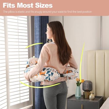 Подушка для годування, подушка для вагітних, багатофункціональна подушка для годування материнства з регульованим поясним ременем та захисними поручнями, чохол зі 100 бавовни (лев)