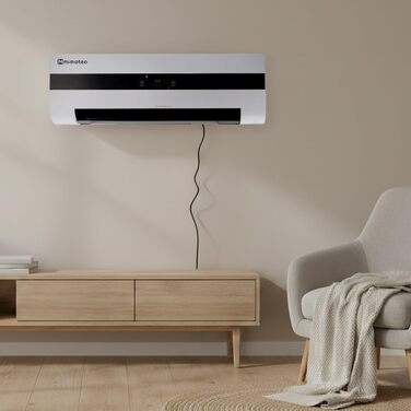 Керамічний настінний вентилятор-обігрівач Dad 3000 Вт, тихий &lt45 дБ, з пультом дистанційного керування, світлодіодним дисплеєм, таймером та коливальною решіткою, захист IPX2 та захист від перегріву