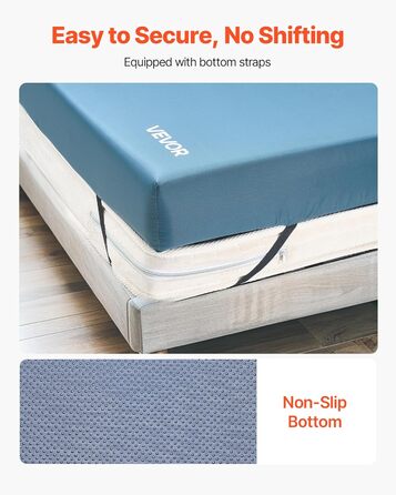 Матрац VEVOR Care, вантажопідйомність 158 кг, медичний пінопластовий матрац, водонепроникний, для лікування пролежнів у будинках для людей похилого віку та догляду вдома, 2030x914x153 мм