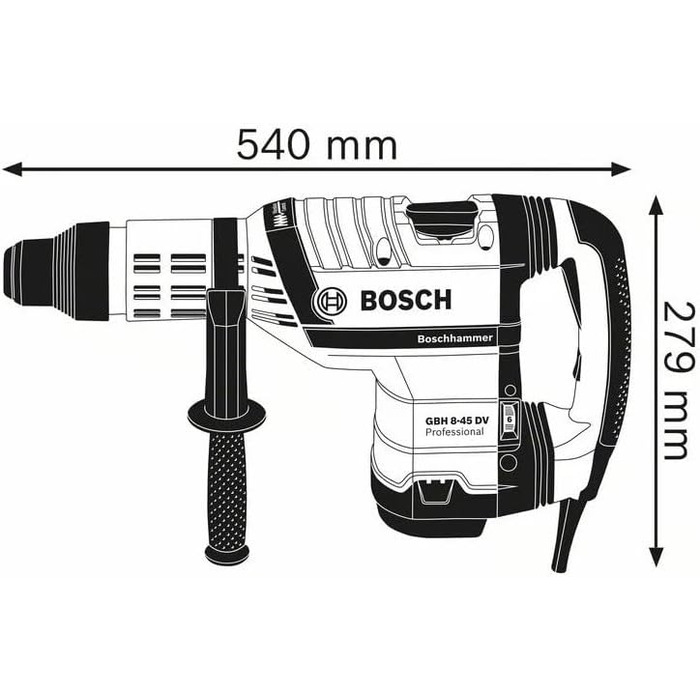 Перфоратор Bosch Professional GBH 8-45 DV (потужність 1500 Вт, діаметр свердління в бетоні перфораторами 12-45 мм, макс. енергія у