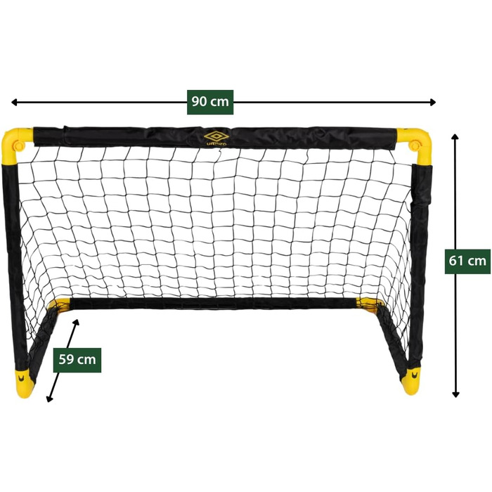 Футбольні ворота Umbro - Футбольні ворота 90 x 59 x 61 см - Складані футбольні ворота - Футбольні ворота для саду, дітей та дорослих - Футбольне тренувальне обладнання для використання в приміщенні та на вулиці - Метал - Чорний/Жовтий