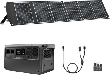 Портативна сонячна електростанція DJI Power 1000 V2 потужністю 1024 Втгод, 2600 Вт з 1 складною сонячною панеллю 100 Вт, електрогенератор для кемпінгу/дому/кемперів. MPPT продається окремо. Power 1000V2 сонячна панель 100 Вт