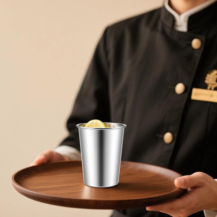 Набір з 8 чашок з нержавіючої сталі, 350 мл, срібна кружка з нержавіючої сталі, штабельовані металеві дорожні чашки, чарки для шотів, чашки з нержавіючої сталі для кемпінгу, вечірок, подорожей, барів та активного відпочинку