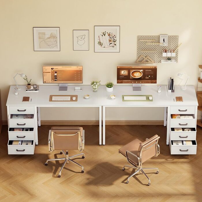 Комп&39ютерний стіл ODK з 4 шухлядами, 1204875,7 см, з тримачем для навушників, двосторонній дерев&39яний ПК-стіл для домашнього офісу, білий 120x48x75,7 см