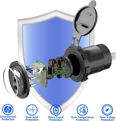 Вт) 12 В USB C розетка установка PD3.0 тип C USB розетка Водонепроникний 12 вольт автомобільна розетка прикурювач адаптер з 3 з'єд