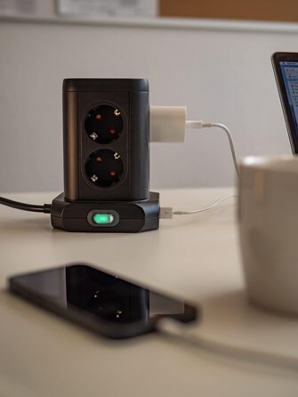 Розеткова колодка Brennenstuhl 8-місна з USB, сертифікована TV-Sd (блок розеток 8-місний з 4 шт. USB, розетки розташовані під куто