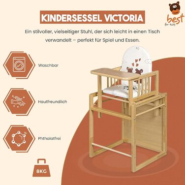 Комбінований дитячий стільчик Best for Kids легко трансформований дитячий стільчик-стілець дерев'яний дитячий стільчик зі столом і